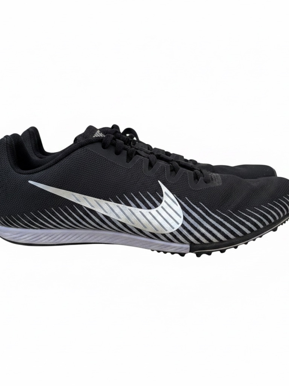 Nike Black Running Spikes with Silver Swoosh Accent